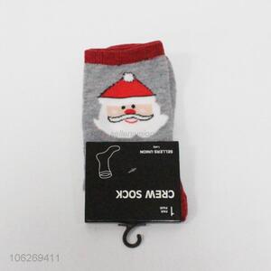 Wholesale Father Christmas pattern ladies crew socks