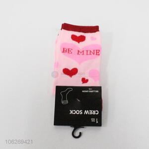 Popular heart pattern ladies crew socks