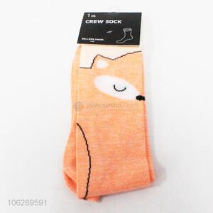 Top sale cute fox pattern women crew socks