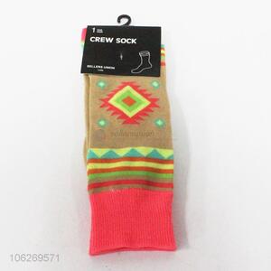 Promotional geometric pattern women crew socks