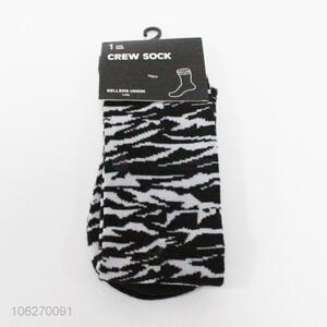 New arrival zebra pattern women crew socks