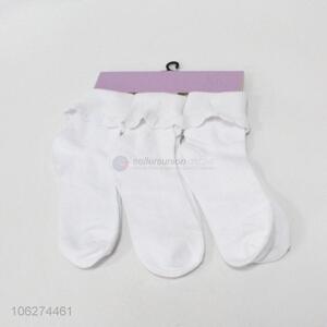 Promotional 3pairs white women ankle socks