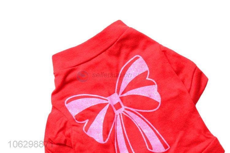 Fashion Bowknot Pattern Cotton Dog Coat Hoody