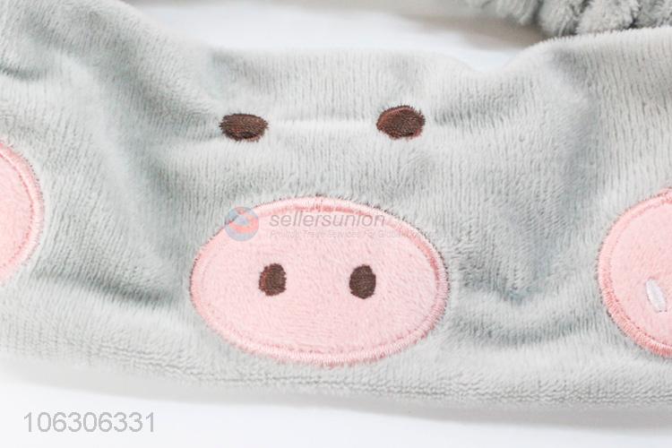 Cartoon Pig Face Design Flannel Make-Up Headband