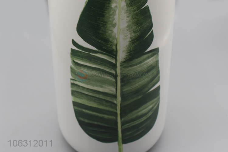 Customized green plant leaf pattern porcelain vase wholesale