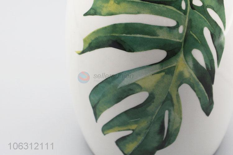 Best quality green plant leaf pattern ceramic vase