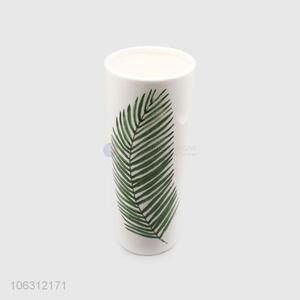 Dependable supplier green plant leaf pattern ceramic vase