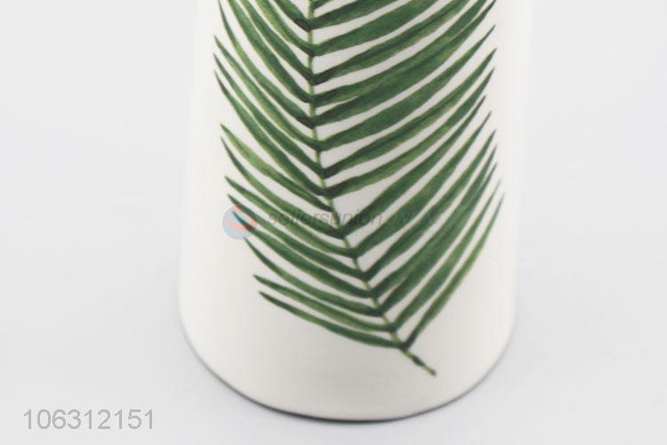 New style green leaf printing porcelain flower vase