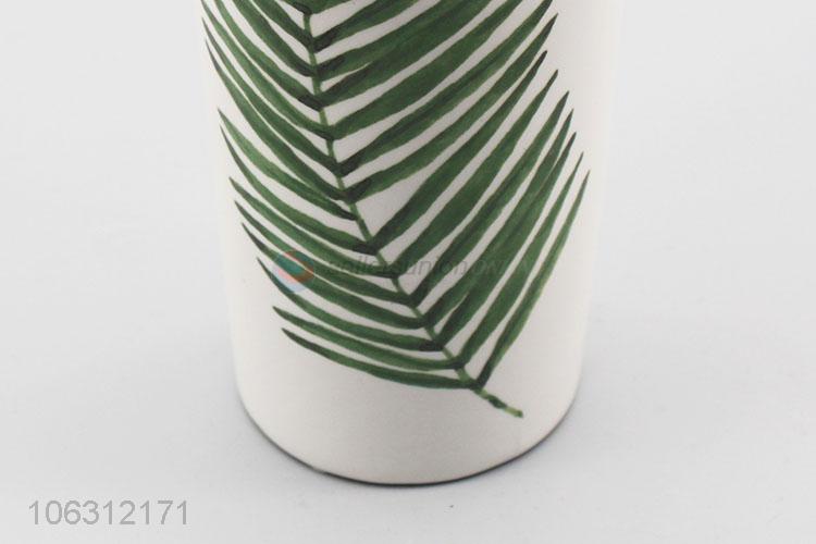 Dependable supplier green plant leaf pattern ceramic vase