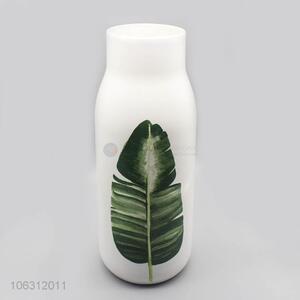 Customized green plant leaf pattern porcelain vase wholesale