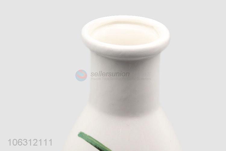 Best quality green plant leaf pattern ceramic vase