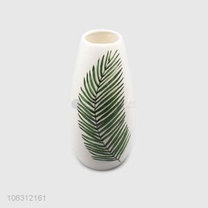 China factory green plant leaf pattern ceramic vase