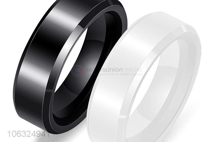 Newest Trending Simple Design Black And White Couple Ceramic Rings