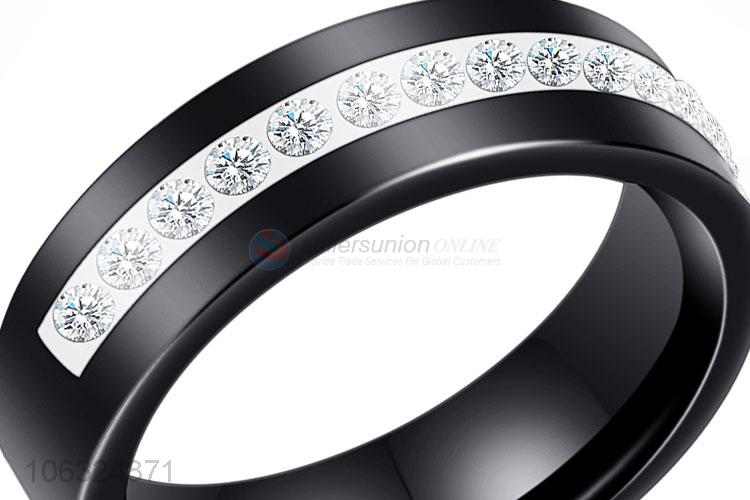 Fashion Women Crystal White Black Ceramic Rings Jewelry