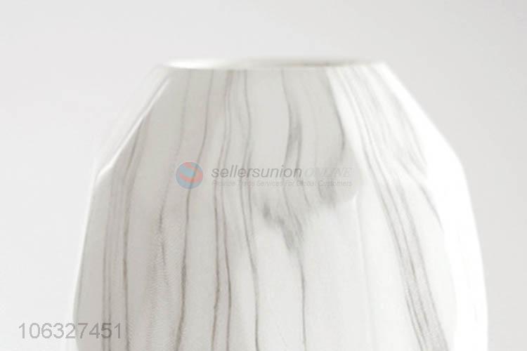 Popular Geometric Modern Handmade Ceramic White Vase Decoration Gift Marbled Texture Ceramic Flower Vase