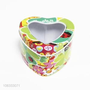 Top quality heart shaped tinplate cans candy box with window