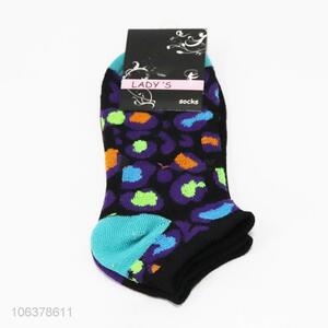 Promotional women colorful jacquard summer ankle socks