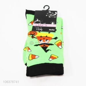 Customized women pumpkin pattern jacquard mid-calf length socks