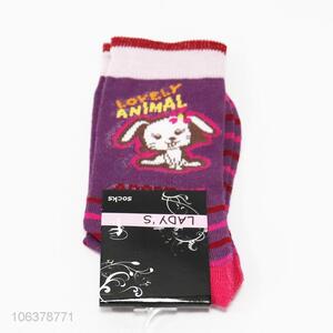 Promotional women bunny pattern jacquard mid-calf length socks