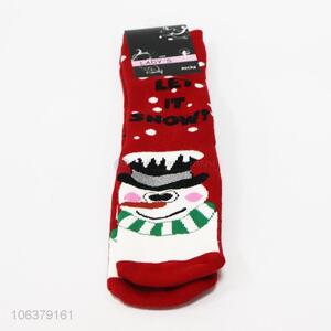 Best selling women winter snowman pattern jacquard long socks