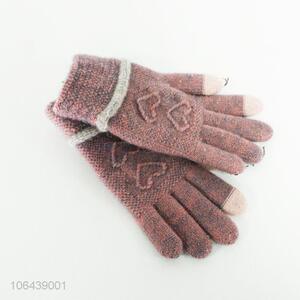 Latest style winter warm knitted gloves for women