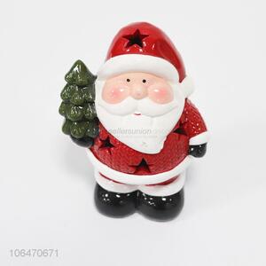 China factory home decoration Father Christmas ceramic crafts with led light