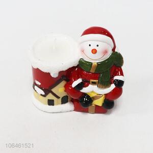 Wholesale Christmas decoration ceramic candle holder with snowman design