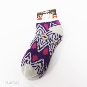 Newly designed women winter warm fashion geometric pattern socks