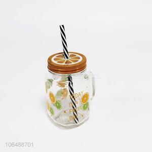 New arrival clear glass cup with straw