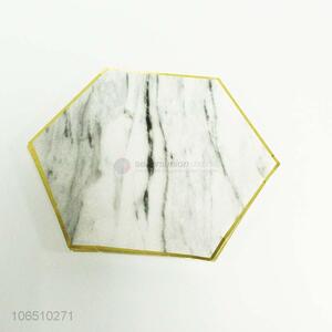 Wholesale creative hexagonal marbling print4ed paper plates