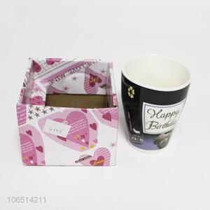 Custom logo ceramic cup ceramic coffee mug with handle