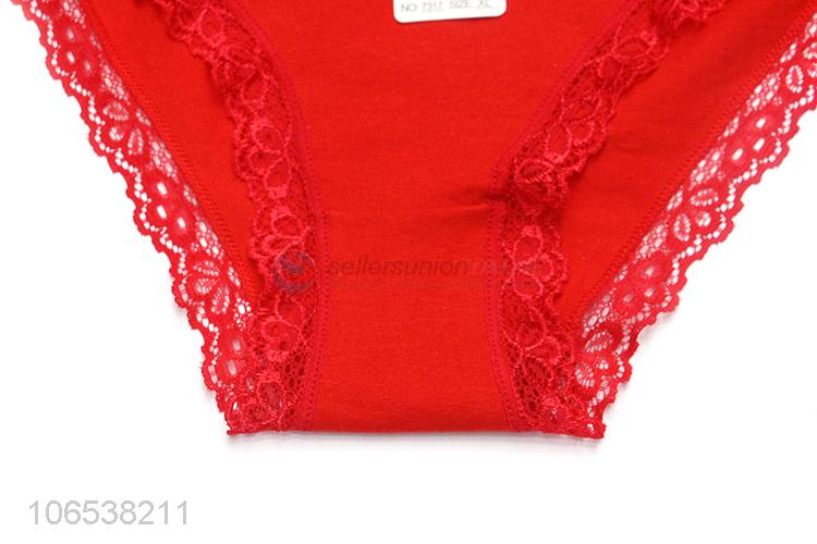 Factory Wholesale Lady Underwear Cotton Panties With Lace Decoration