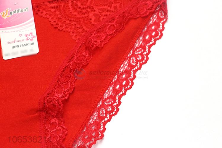 Factory Wholesale Lady Underwear Cotton Panties With Lace Decoration