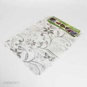 Good quality 6pcs flower printed weaving pvc placemats