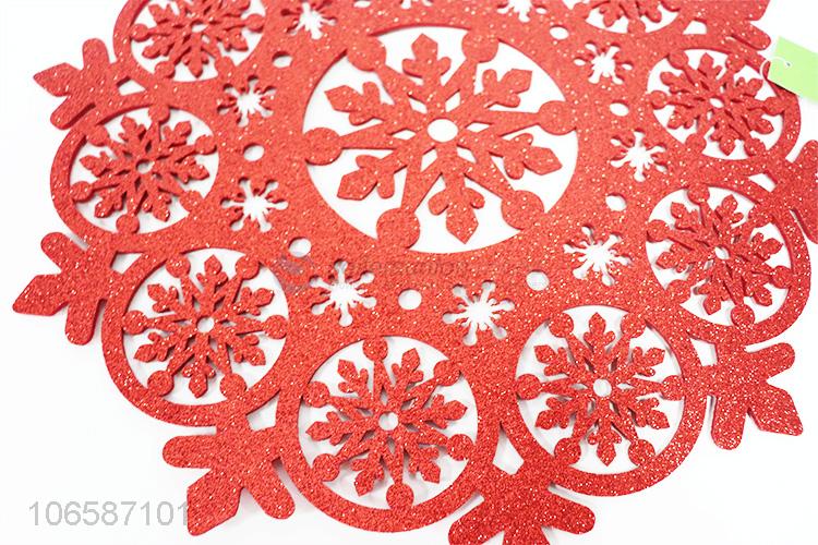 High sales decorative hollowed-out glitter snowflake EVA placemat