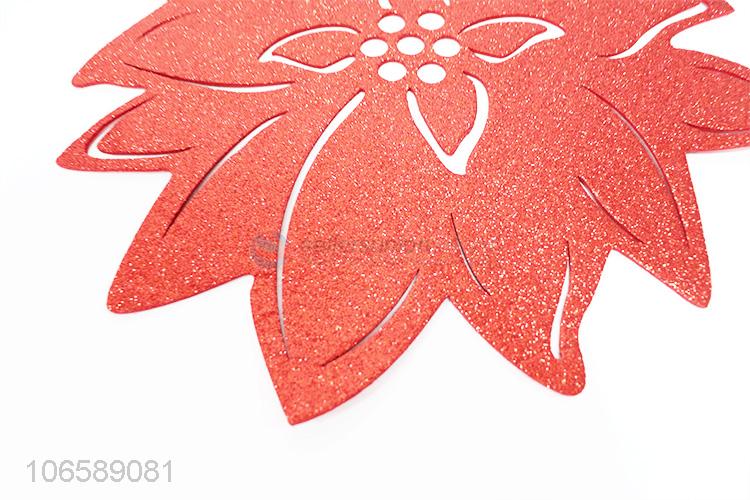 Wholesale custom glitter leaf EVA placemat for restaurant decor