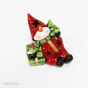 Top selling holiday gift Christmas ceramic snowman figurine ornaments with light