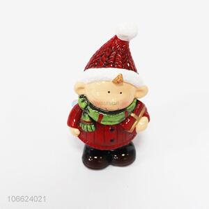 Promotional cheap decorative ceramic figurine ornaments for Christmas