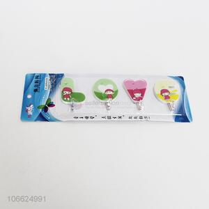 Competitive price 4pcs strong adhesive hooks cartoon sticky hooks