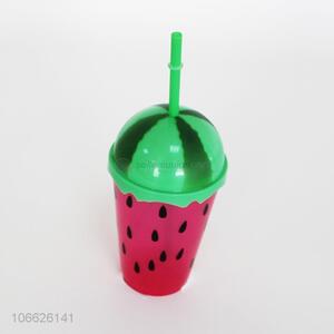 Good quality 450ml watermelon design plastic straw cup