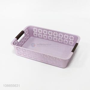 Promotional fashion hollowed out plastic storage basket for sundries