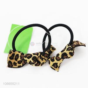 Hot selling 2pcs leopard printed bowknot hair rings