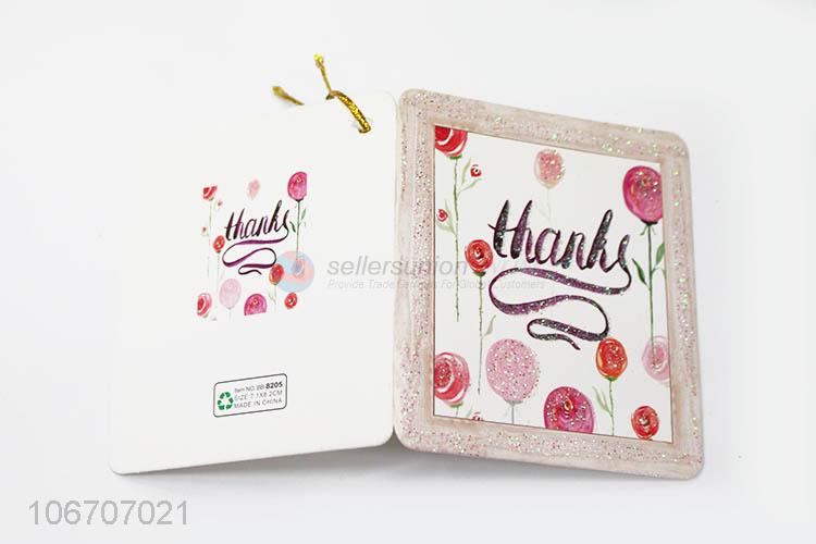 New design rectangle flower printed paper greeting card