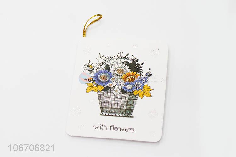 Top grade rectangle flower printed paper greeting card