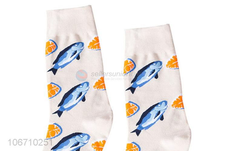 High Quality Fish Pattern Long Socks Men Mid-Calf Length Sock