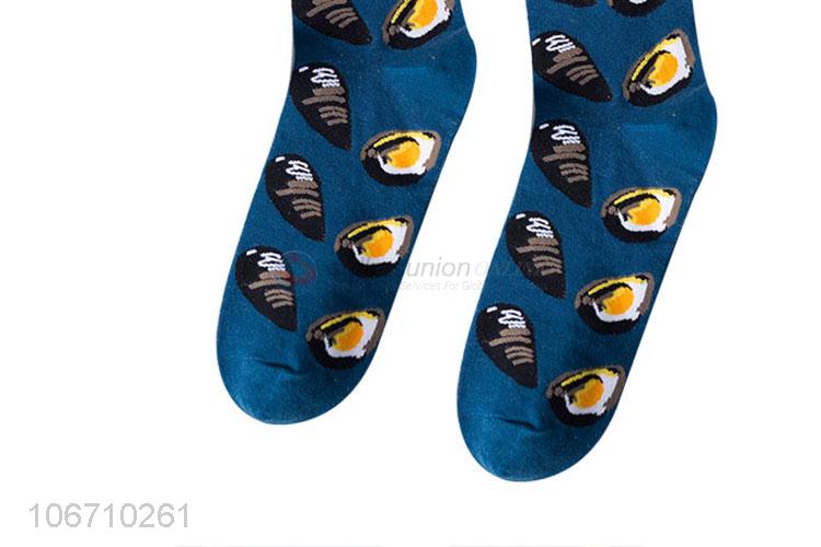 Newest Cute Pattern Men Cotton Mid-Calf Length Sock