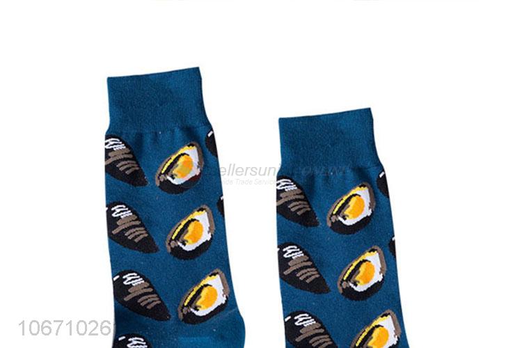 Newest Cute Pattern Men Cotton Mid-Calf Length Sock