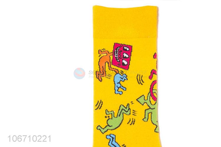 Good Sale Cute Cartoon Pattern Men Mid-Calf Length Sock