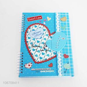 High sales fashion heart printed spiral bound paper notebooks