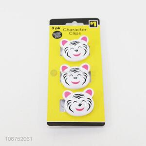 Factory price 3pcs cartoon tiger plastic clip